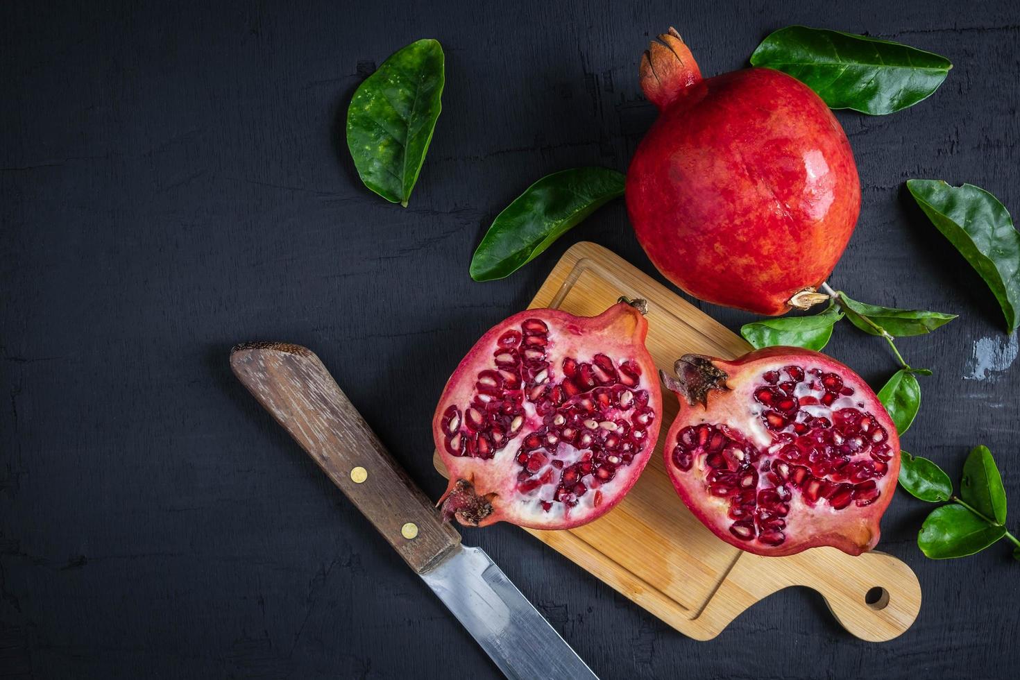 Sliced pomegranate fruit photo