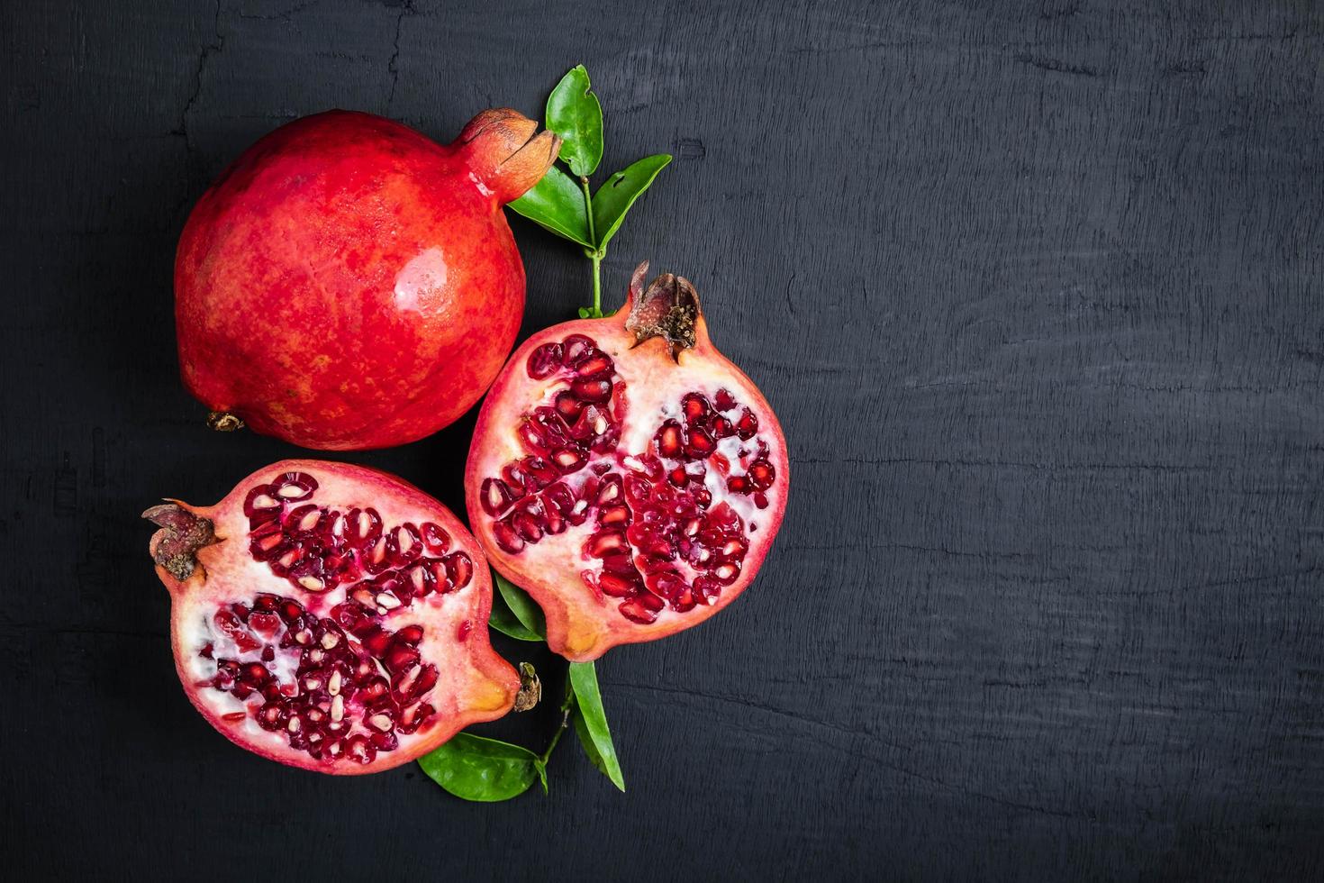 Top view of pomegranate fruit photo