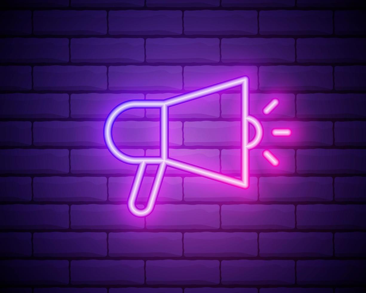 megaphone icon. Elements of Media in neon style icons. Simple icon for websites, web design, mobile app, info graphics isolated on brick wall. vector