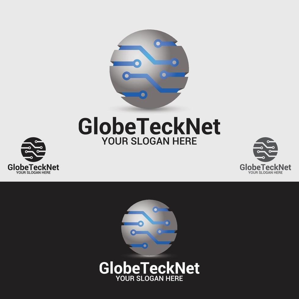 vector de plantilla de diseño de logotipo de red de tecnología de globo