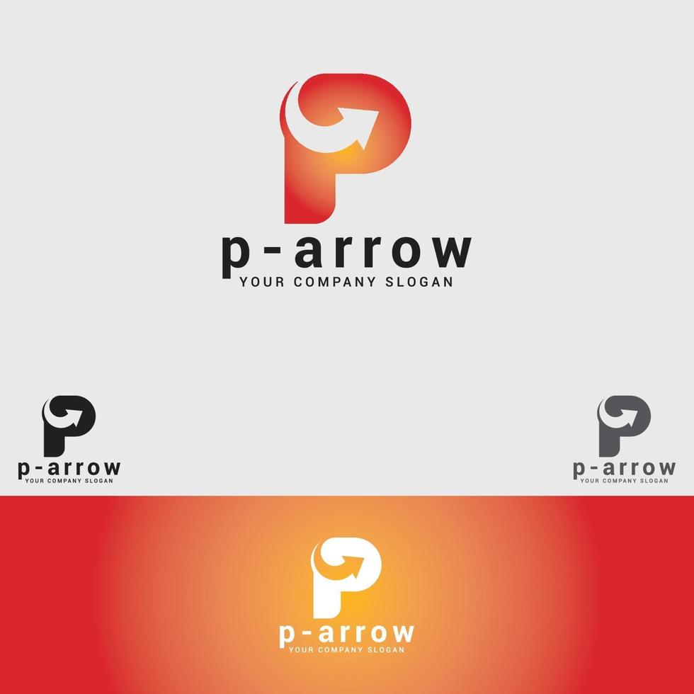 p-arrow logo design vector template   visual identity, way
