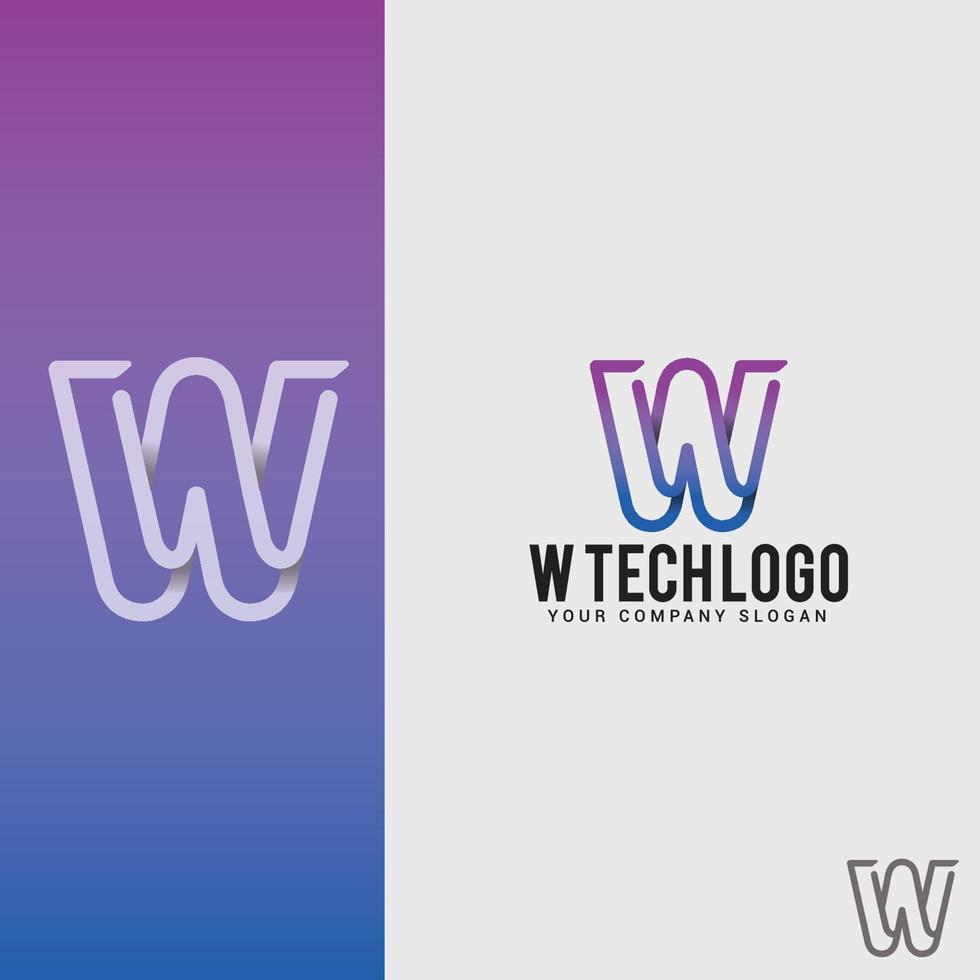 plantilla de vector de diseño de logotipo w-tech-