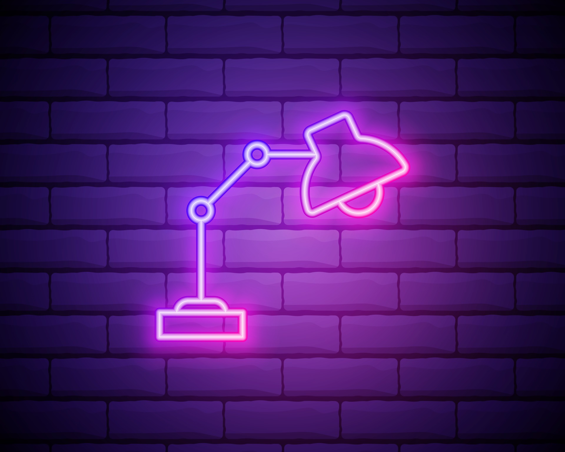 Glowing neon line Table lamp icon isolated on brick wall background. Table  office lamp. Vector Illustration 2159020 Vector Art at Vecteezy