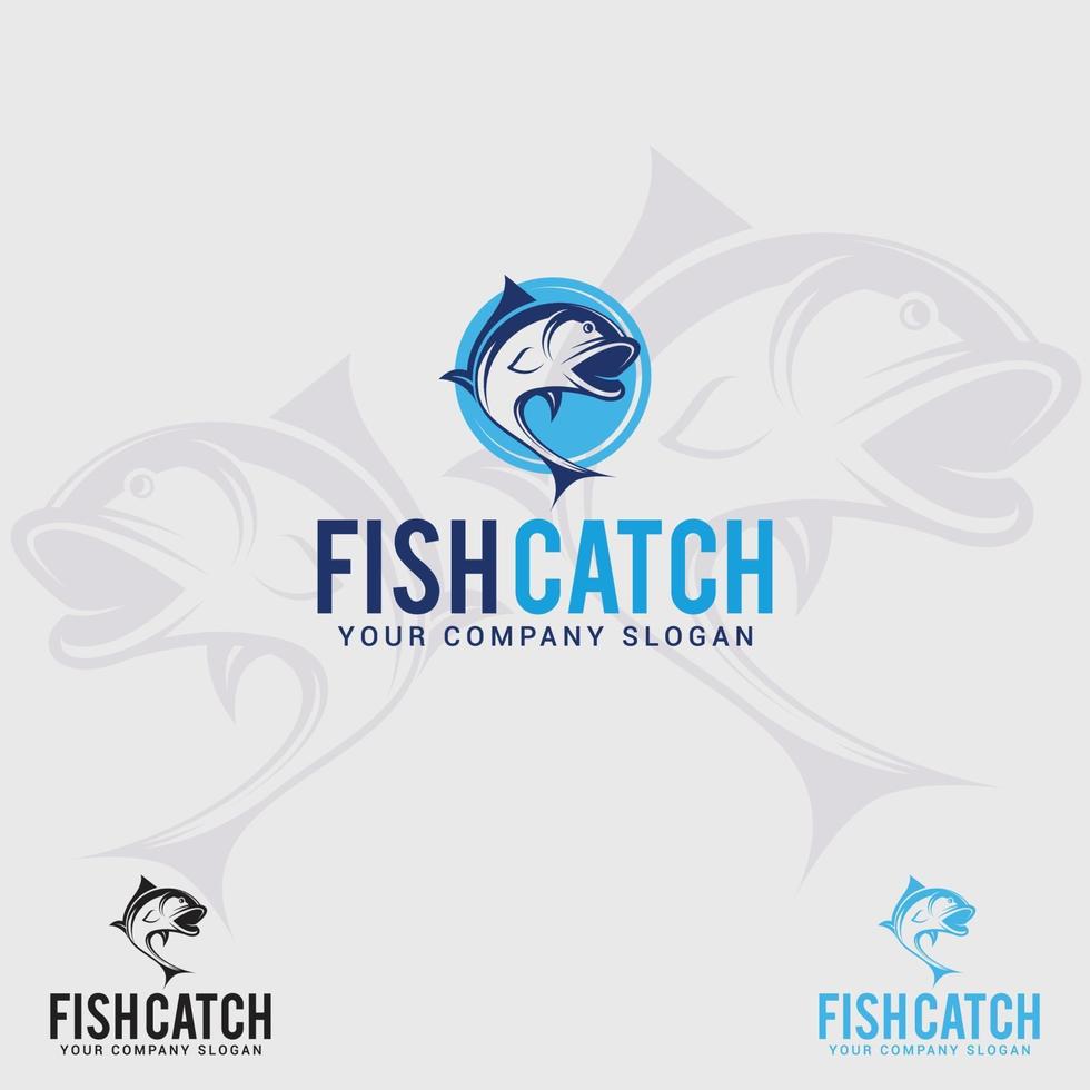 fish-catch logo design vector template