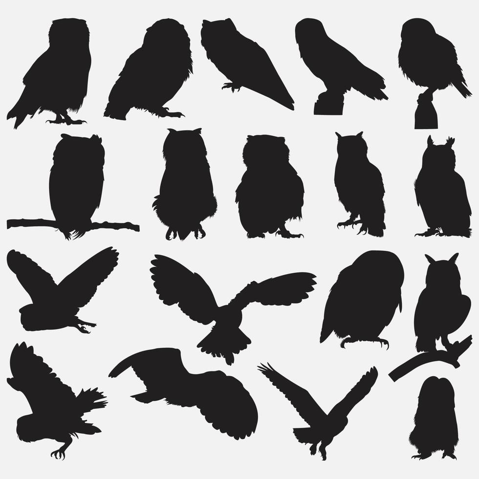 Owl Silhouettes vector design templates set
