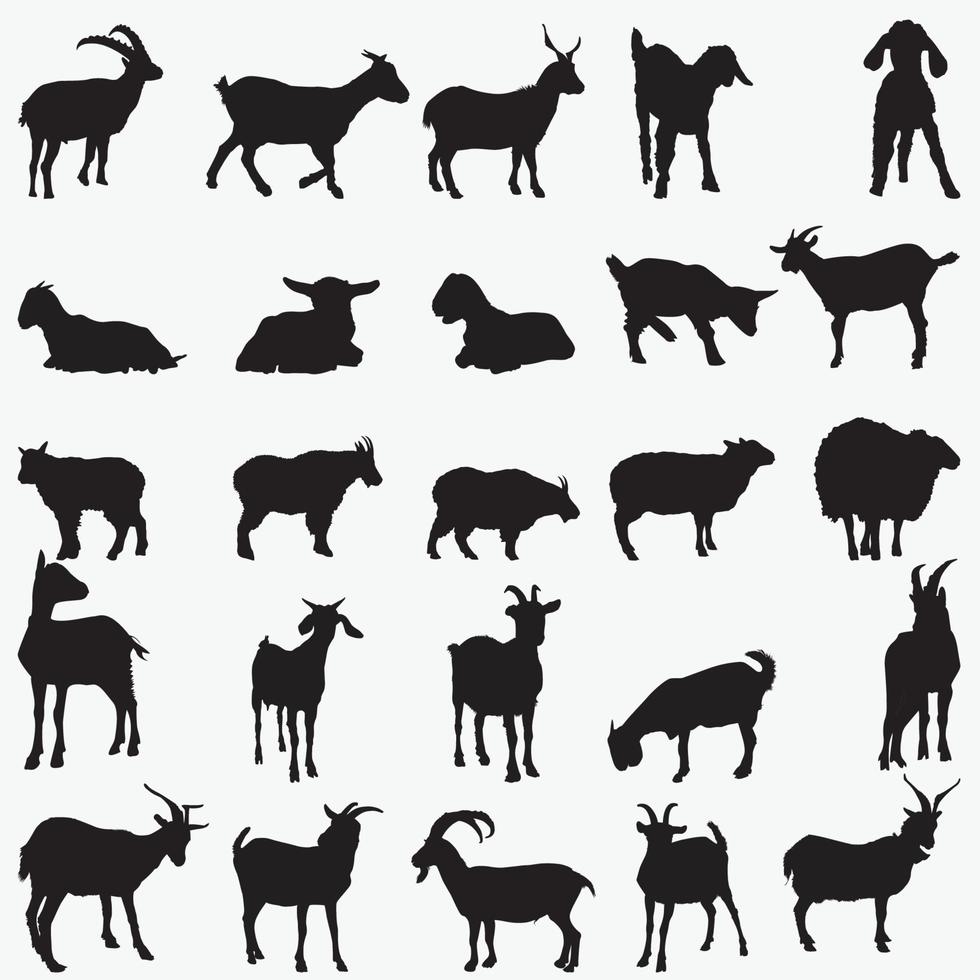 Goat Silhouettes vector design templates set