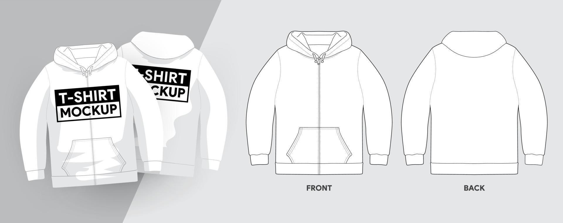 Apparel mockup graphic templates. Hoodie vector