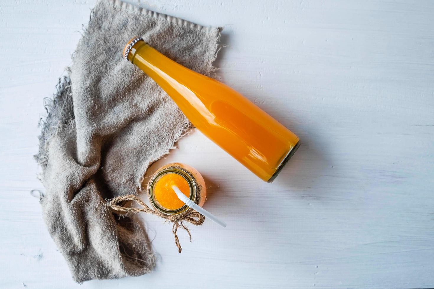 Top view of orange juice photo