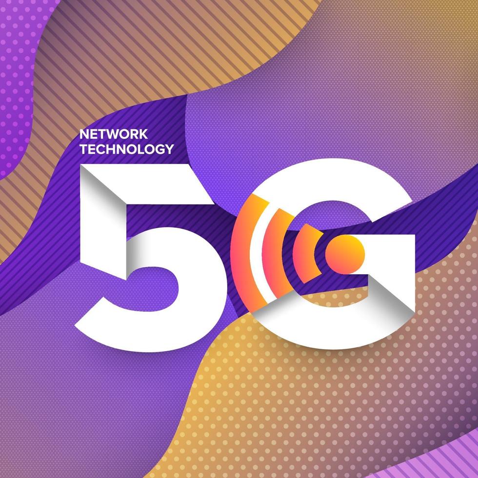 Typography 5G on abstract background vector