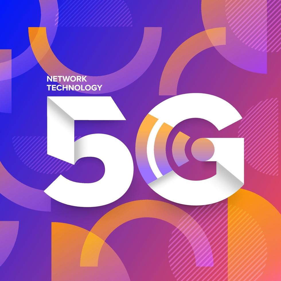 Typography 5G on abstract background vector