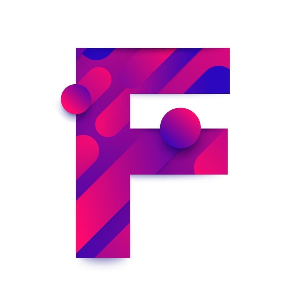 Alphabet letter with abstract gradient background. Letter F vector