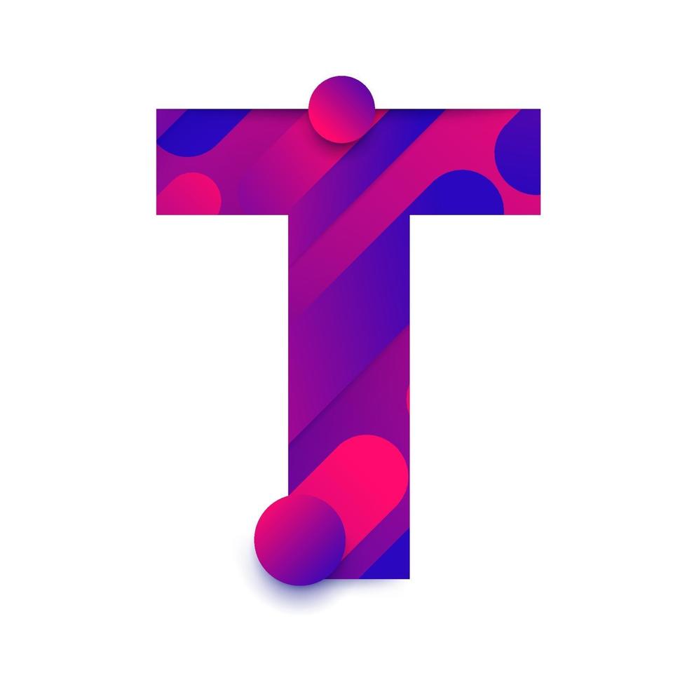 Alphabet letter with abstract gradient background. Letter T vector