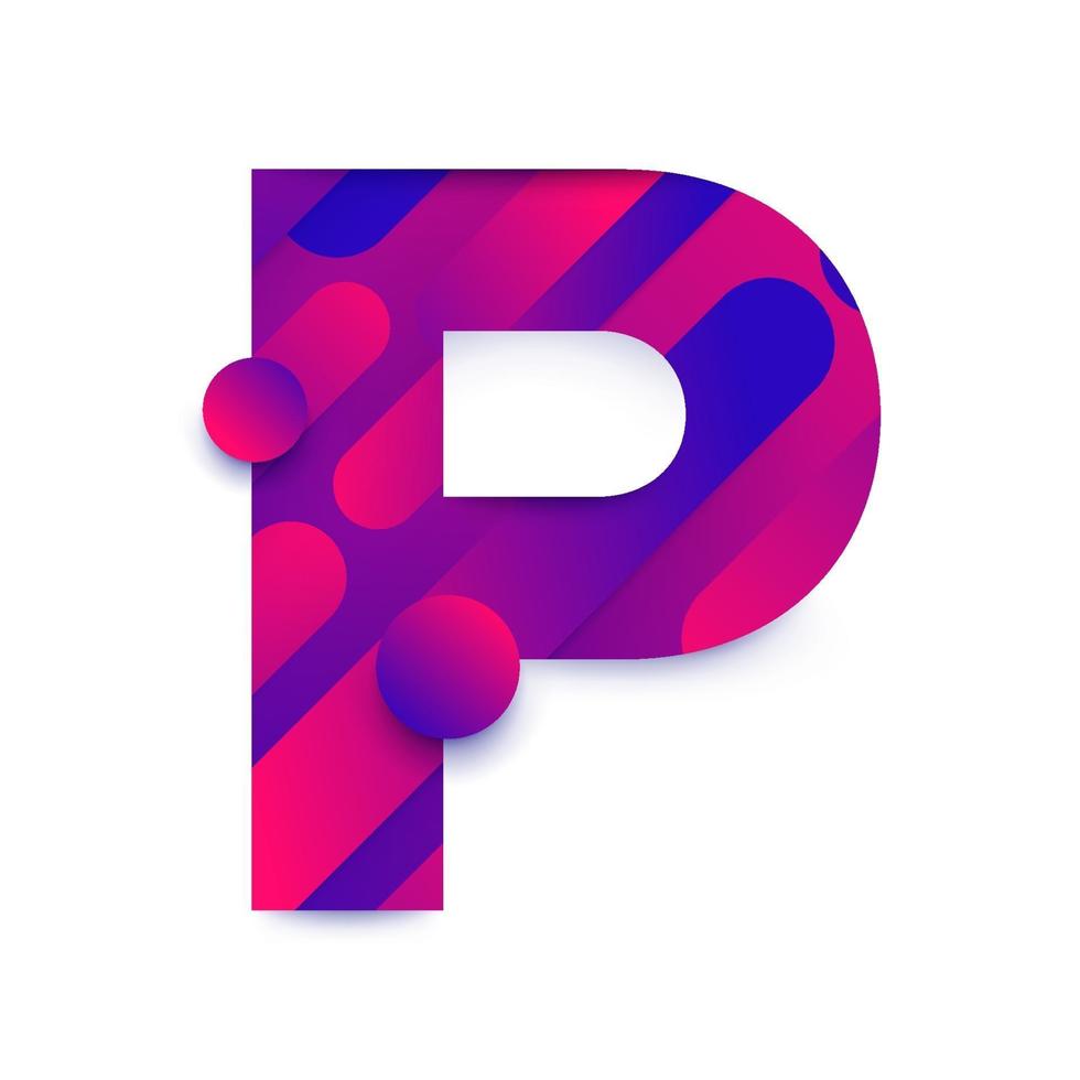 Alphabet letter with abstract gradient background. Letter P vector