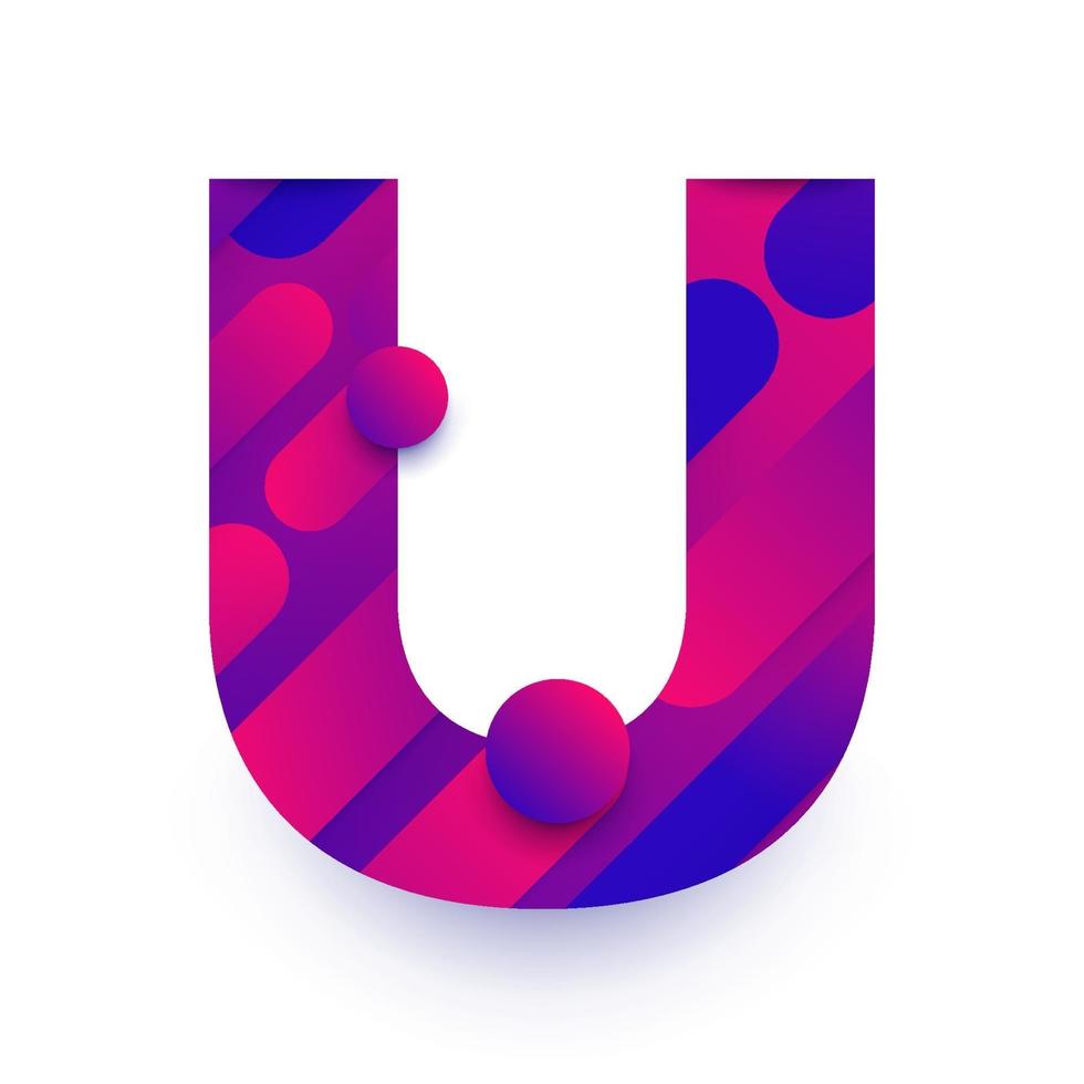 Alphabet letter with abstract gradient background. Letter U vector