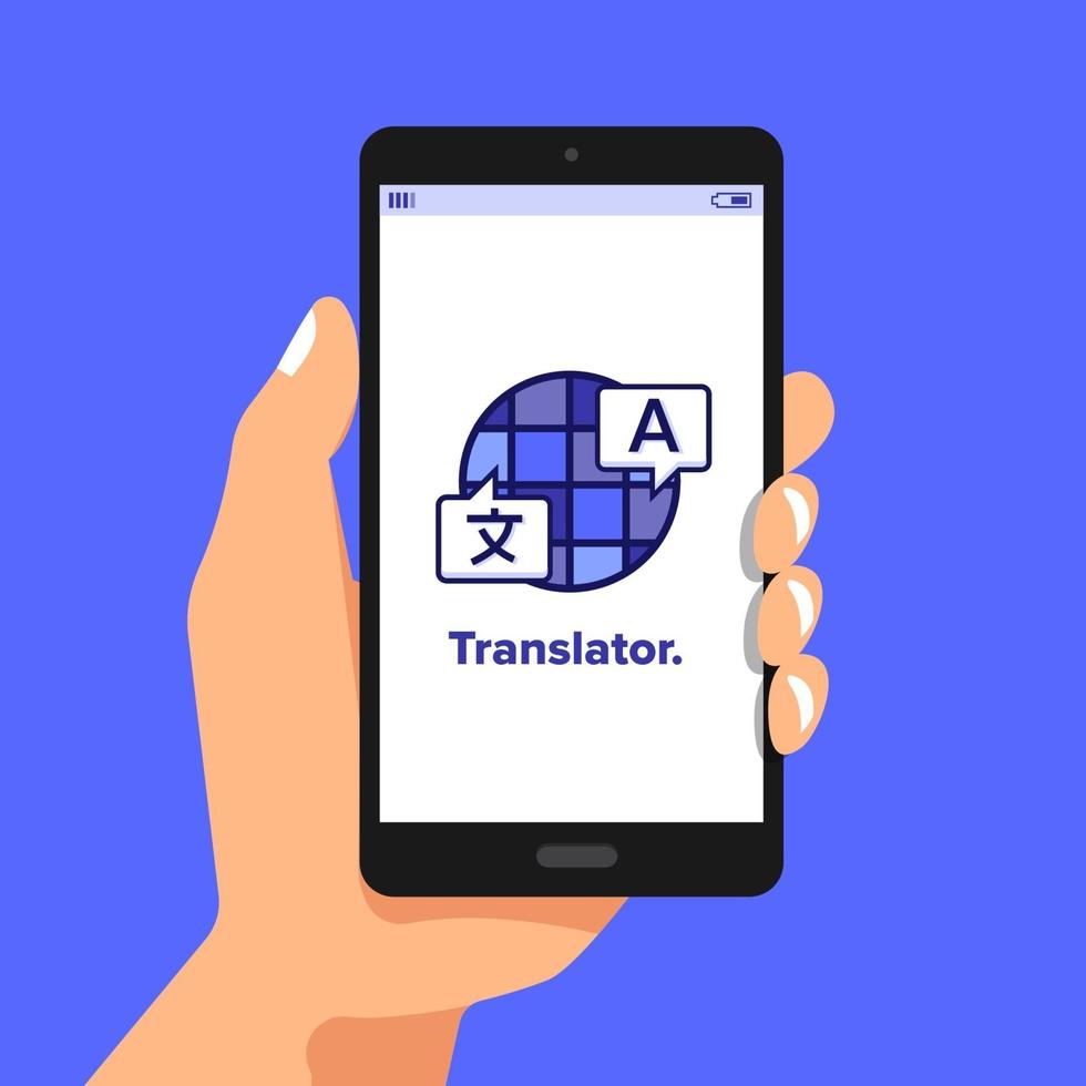 Using language translation app vector