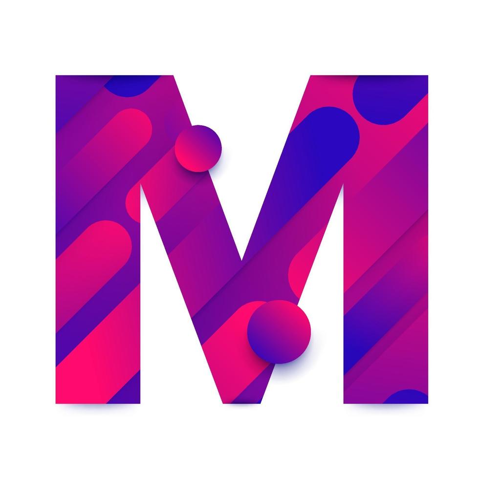 Letra del alfabeto con fondo degradado abstracto. letra m vector