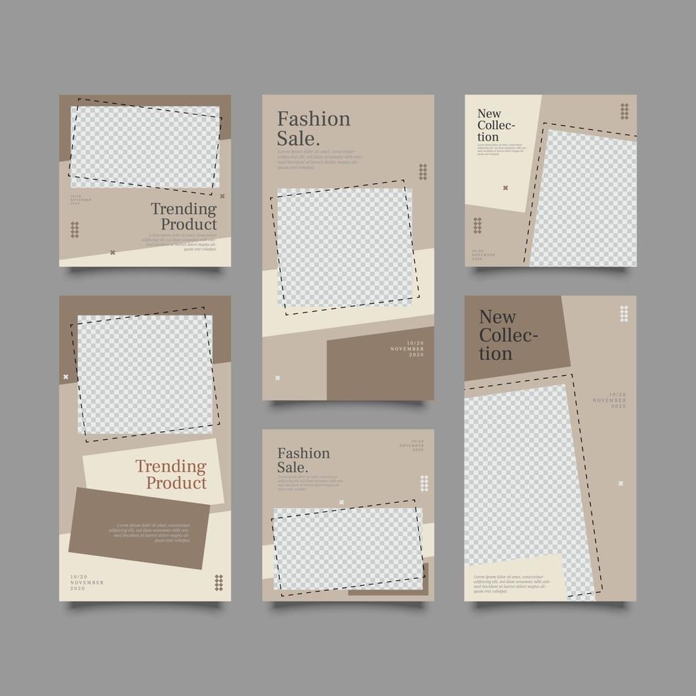 Coffee social media post and stories template vector