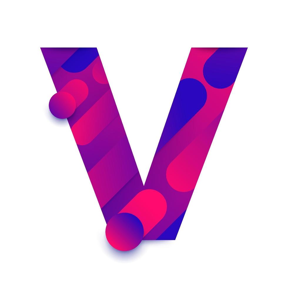 Alphabet letter with abstract gradient background. Letter V vector