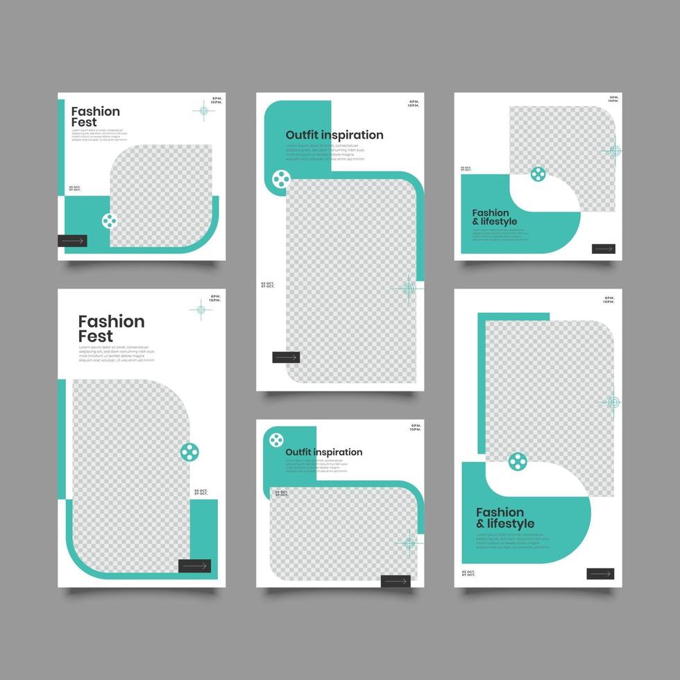 Modern fashion sale social media post collection vector