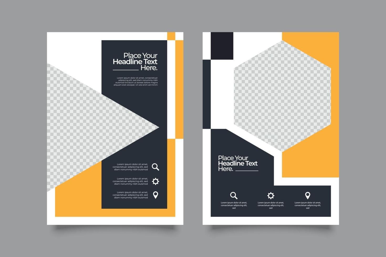 Webinar orange template flyer set vector