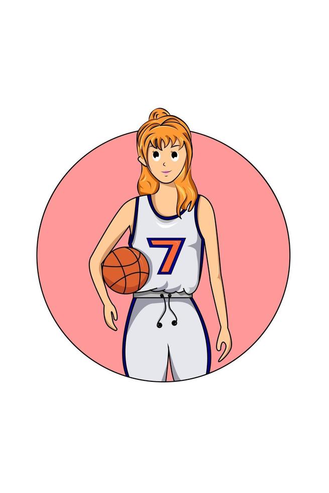 ilustración de jugador de baloncesto de personaje de diseño vector