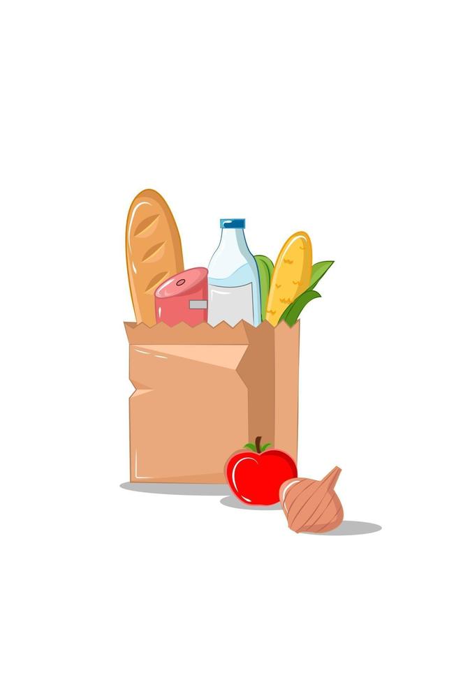 Grocery paper bags vector illustration