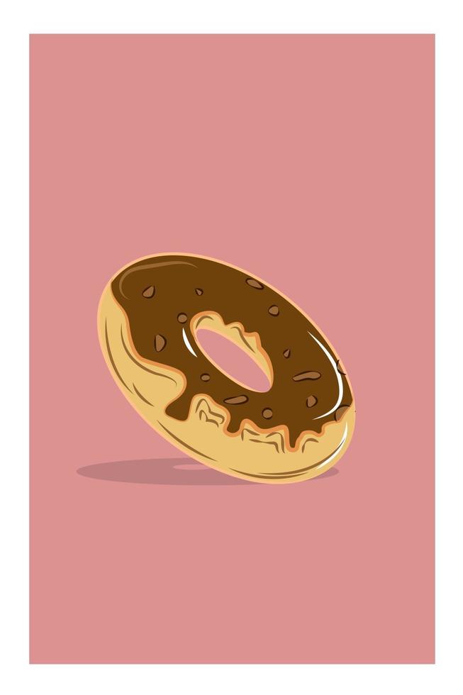 Ilustración de vector de donas de chocolate de nuez