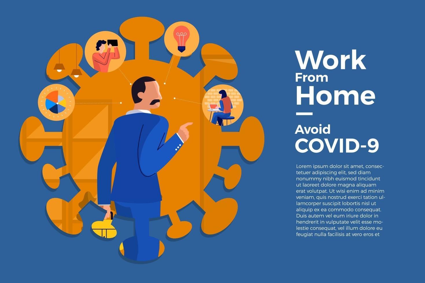 Coronavirus COVID-19. The company allows employees to work from home to avoid virus vector