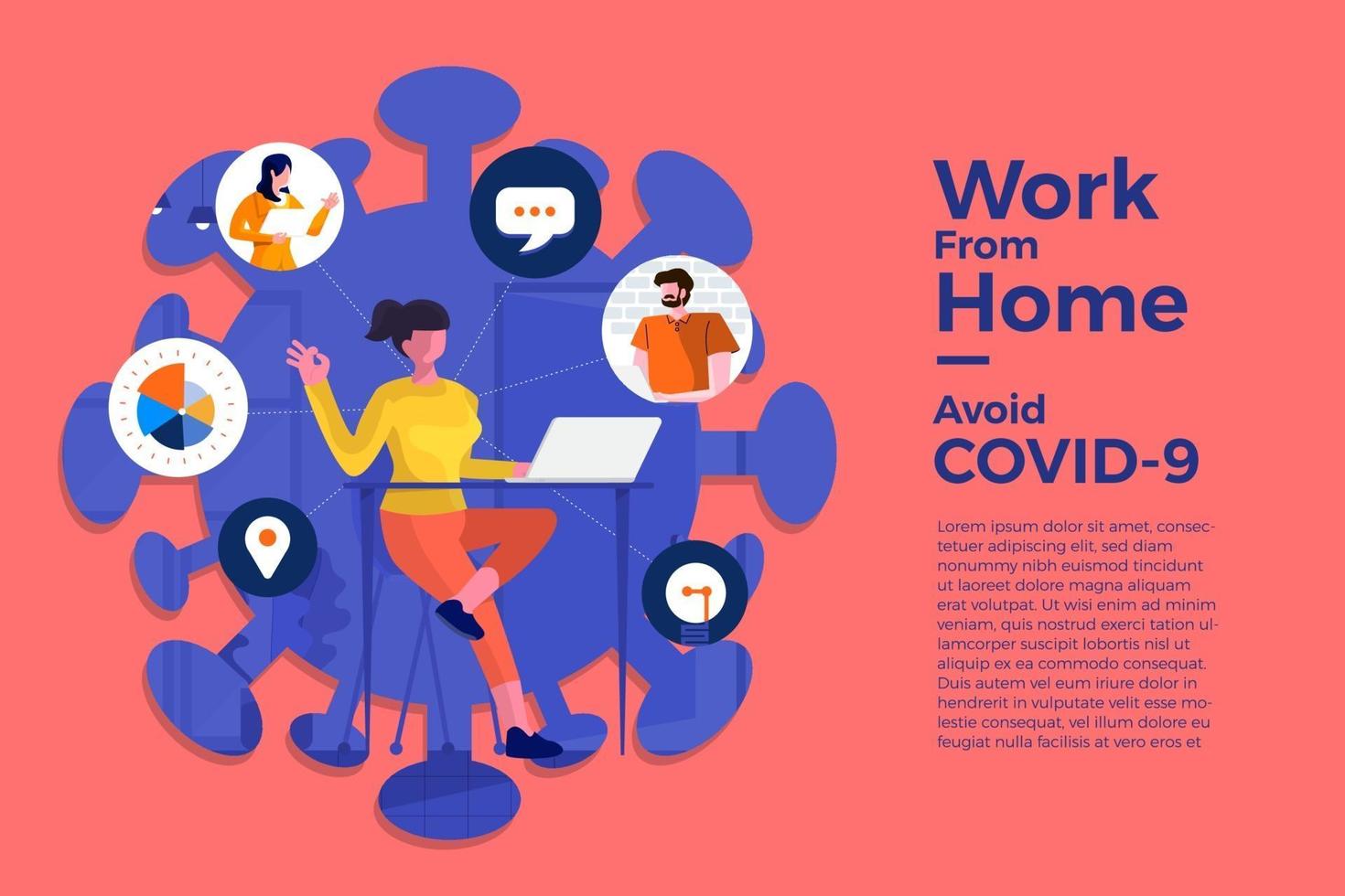 Coronavirus COVID-19. The company allows employees to work from home to avoid virus vector