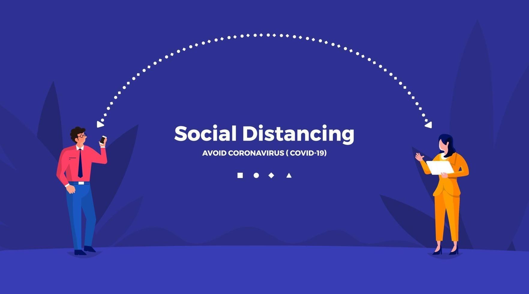 Workers doing social distancing to avoid COVID-19 vector