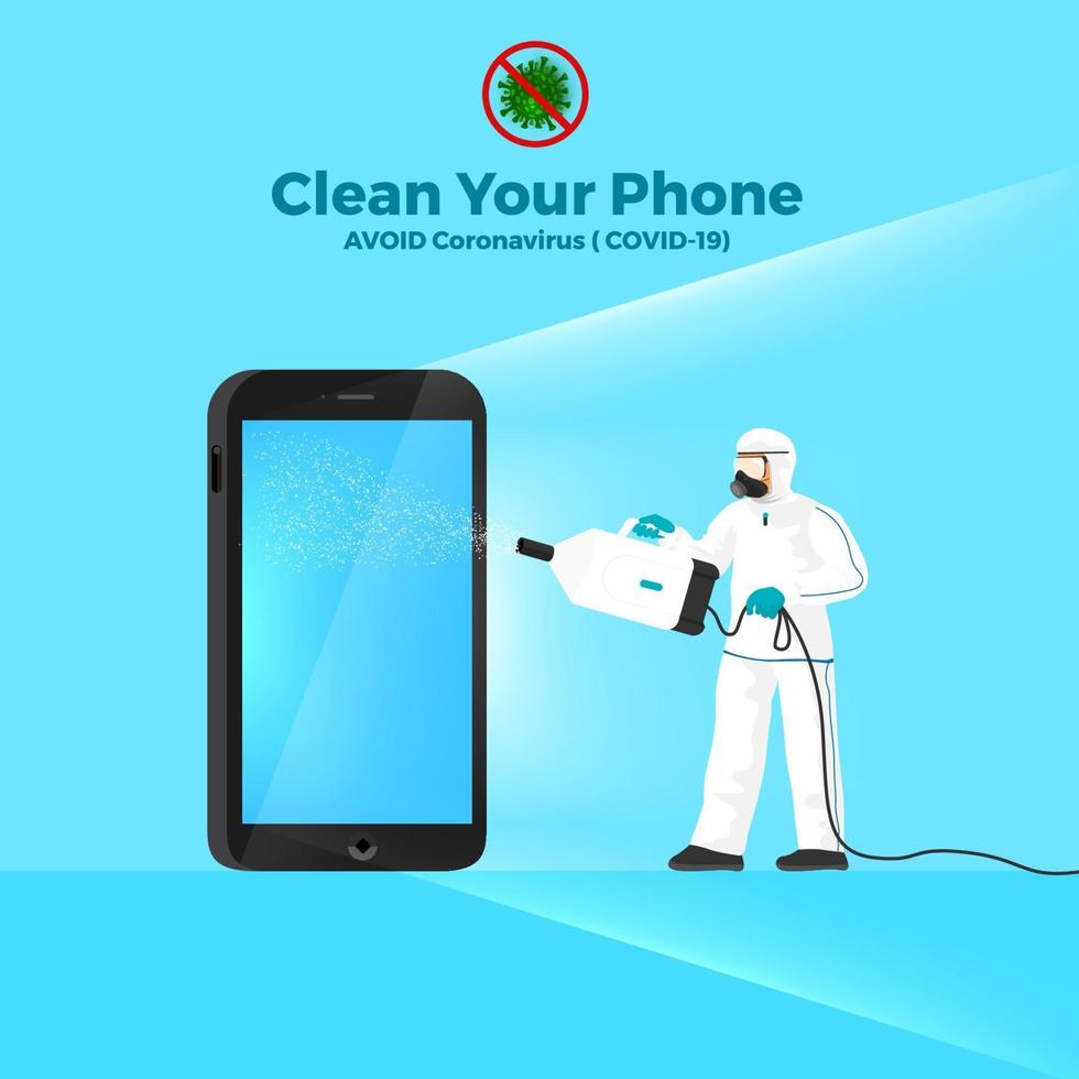 Clean your phone to avoid COVID-19 vector