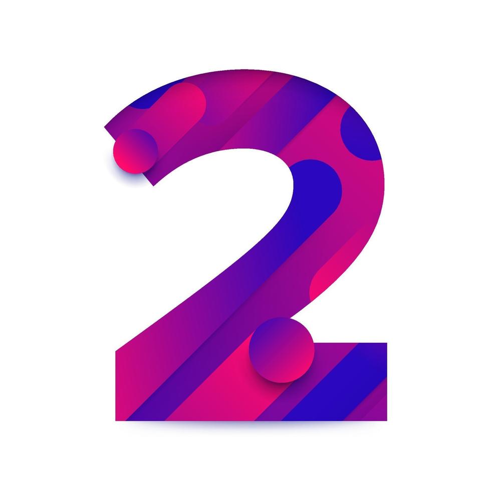 Number with abstract gradient background. Number 2 vector