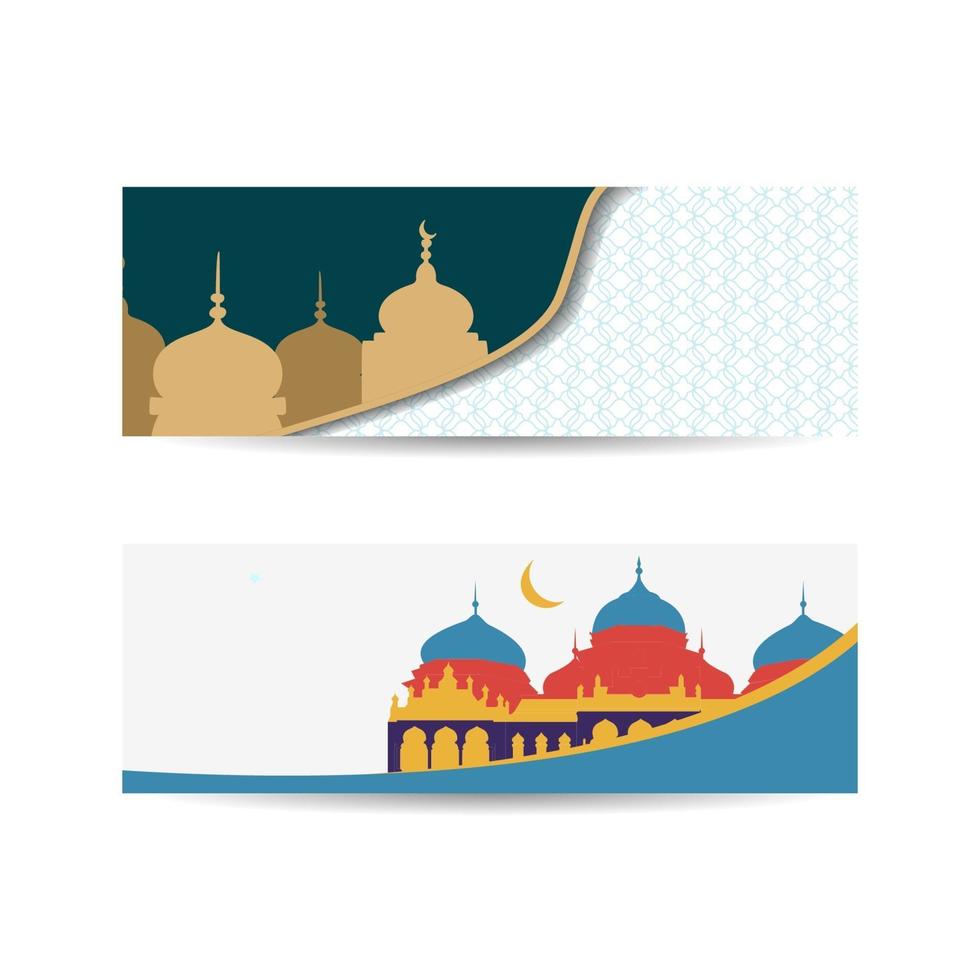 Beautiful Islamic greeting background with mosque silhouette. Ramadan month. islamic background banner vector