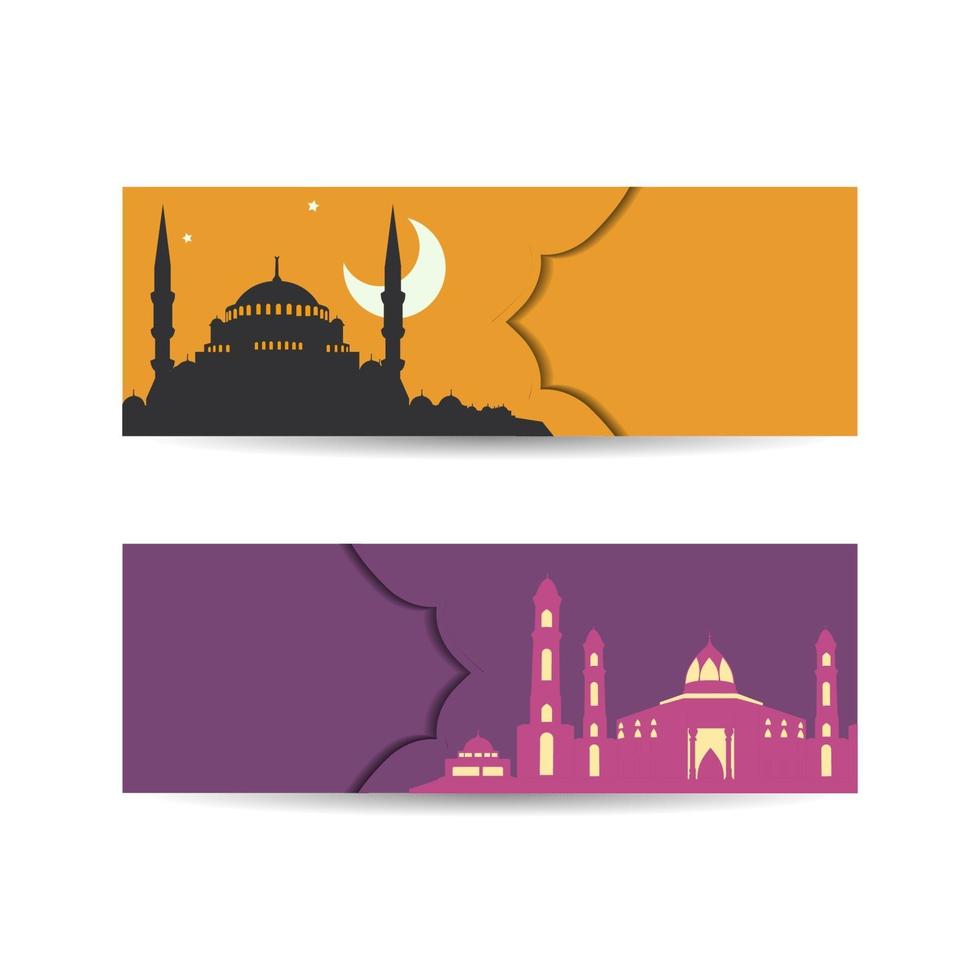 Vector Illustration Ramadan Kareem. Mosque Building Ramadan Kareem Muslim Religion Holy Month. Flat Vector Illustration. islamic background banner