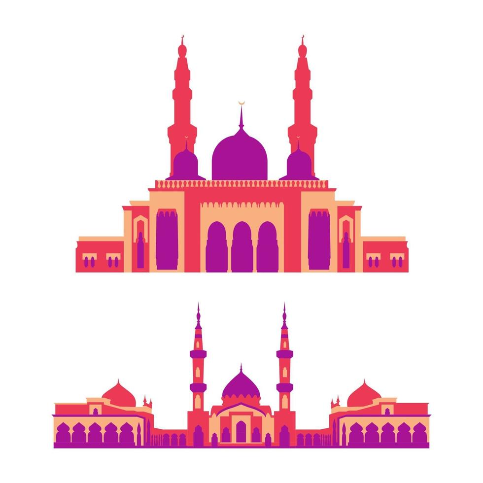 Ilustración de estilo plano simple. vector de una ilustración de conjunto de colección de mezquita. ilustración de ramadan kareem