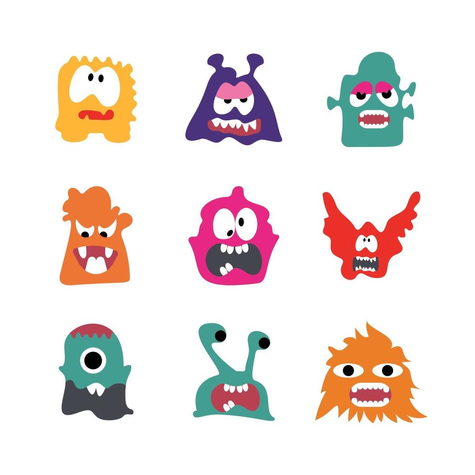 Monsters Cartoon Character set vector illustration