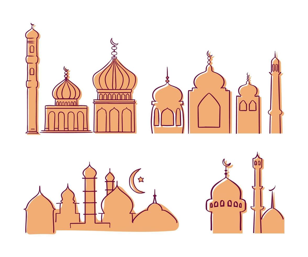 Modern Elegant Islamic Mosque Building collection vector