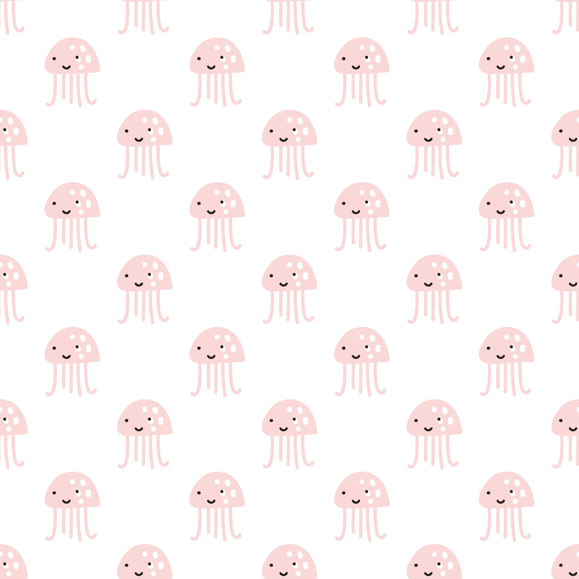Pink octopus on white pattern background. Cute octopus seamless pattern