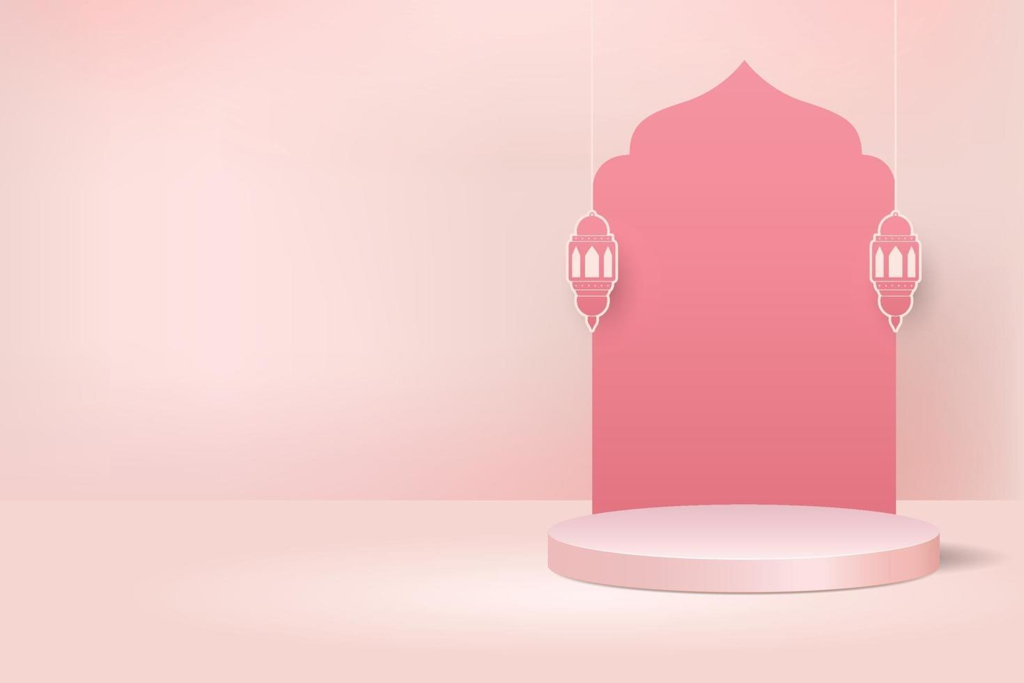 Islamic display podium decoration background vector