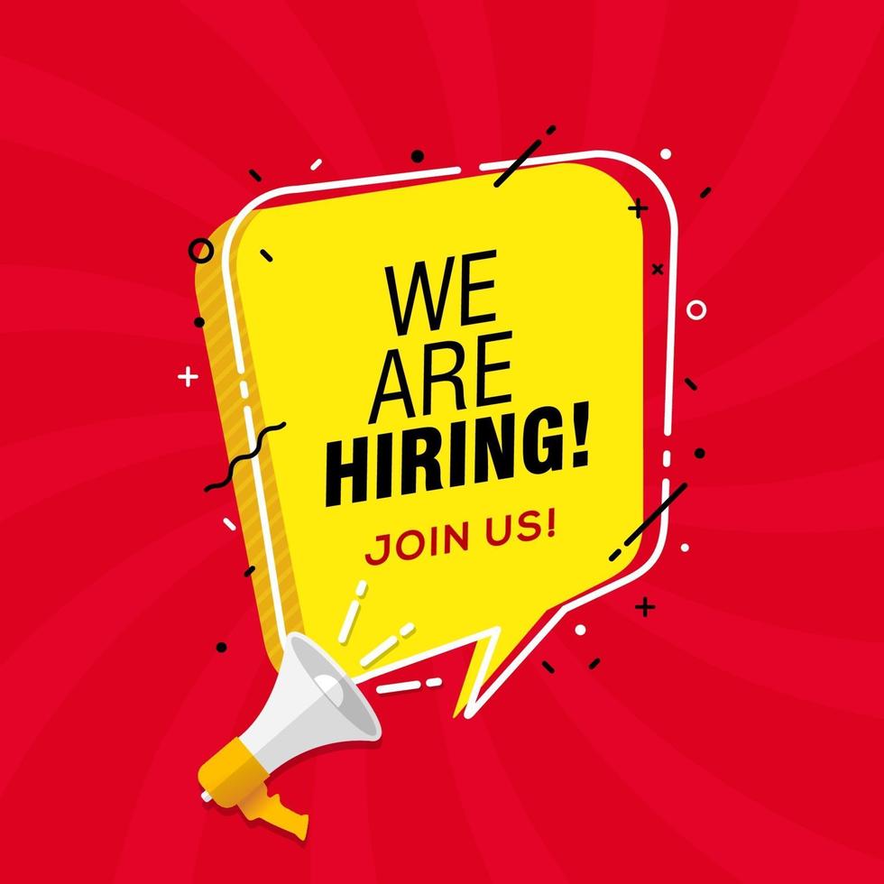 We are hiring speech bubble banner template vector illustration