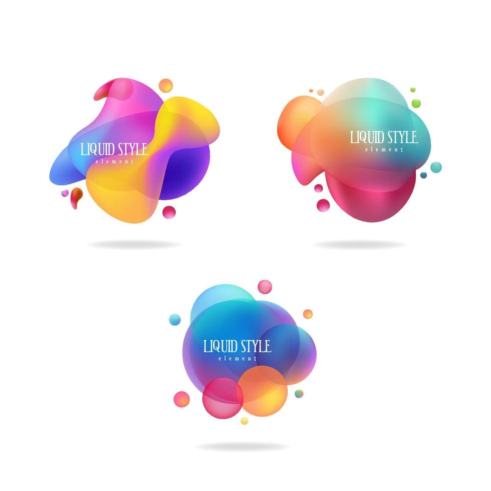 Set of Abstract liquid shape. Fluid design, abstract modern graphic elements. Dynamical colored forms and line. Gradient abstract banners with flowing liquid shapes vector