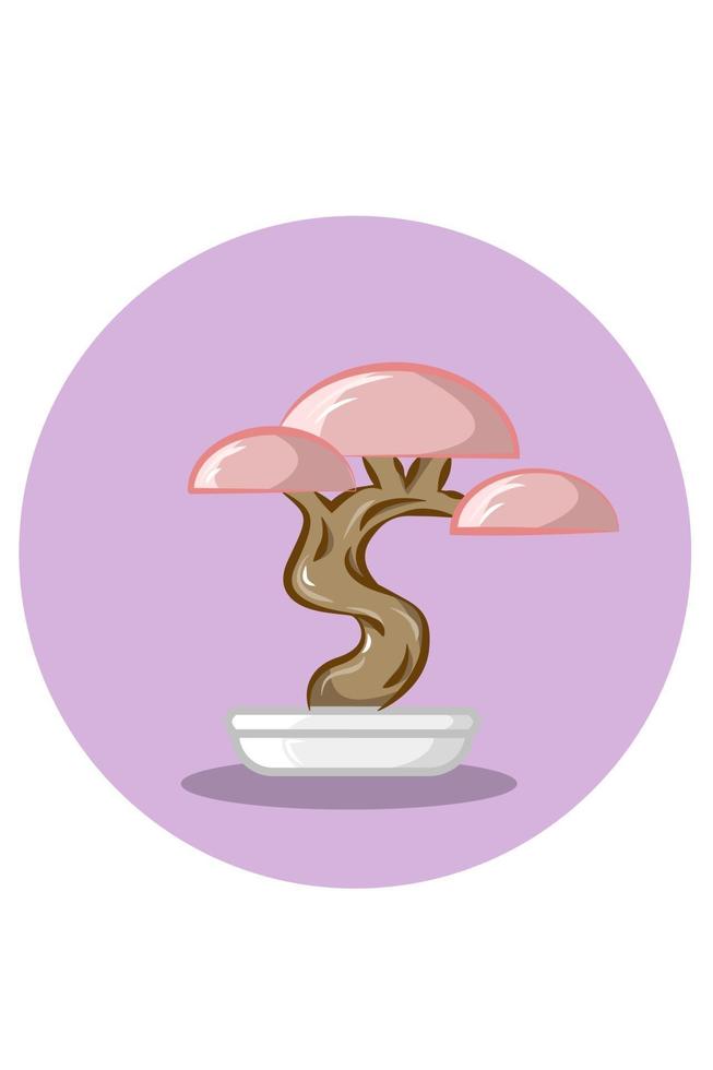 Ilustración de vector de bonsai rosa