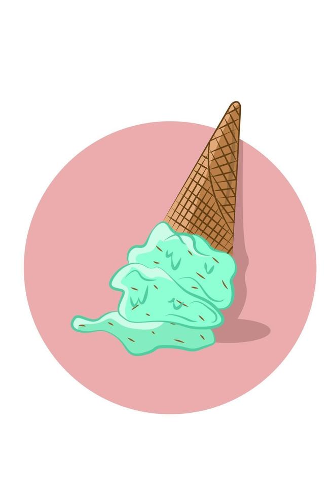 Spilled ice cream vector illustration