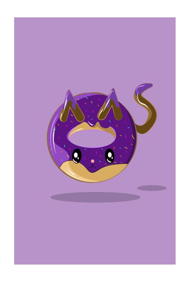 Cat donut vector illustration