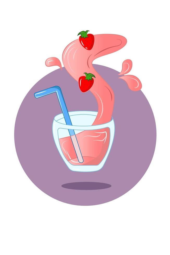 Fresh strawberry juice vector illustration