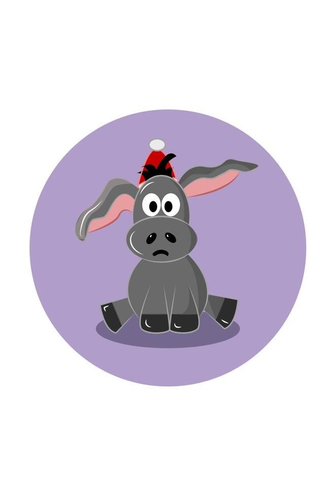 Donkey with santa hat on Christmas day vector