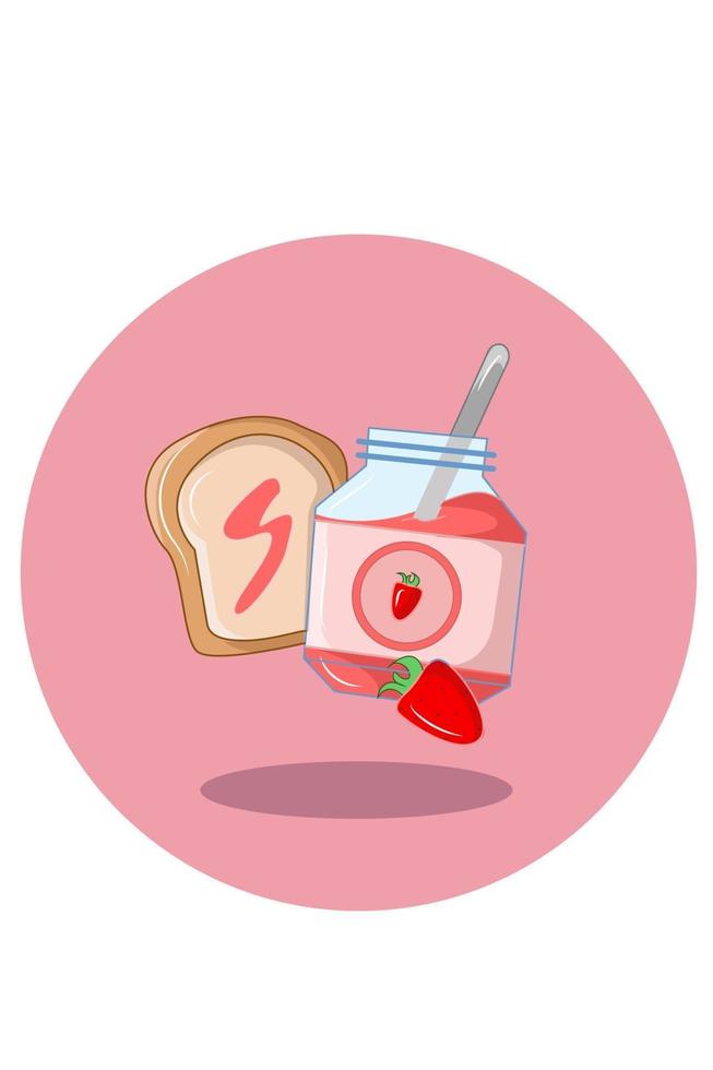 Strawberry bread jam vector illustration