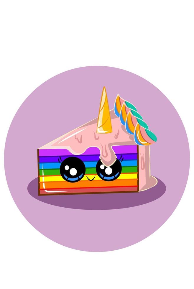 Ilustración de vector de pastel de arco iris de unicornio