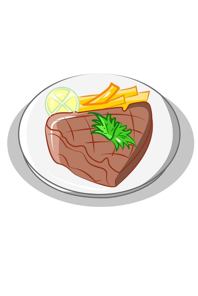 bistec y papas fritas ilustración vectorial vector