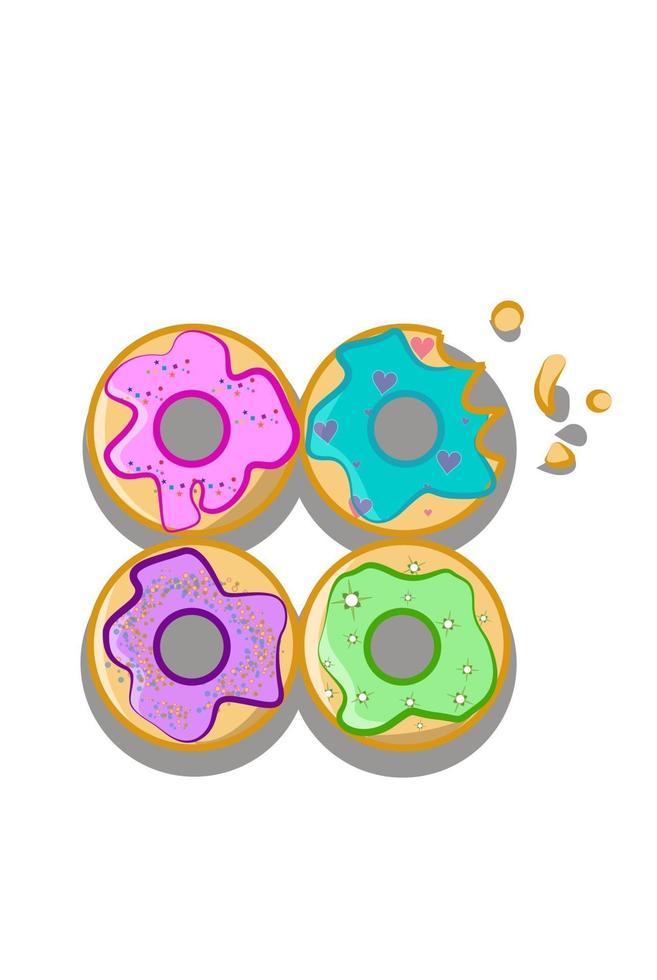 Four sweet donuts vector illustration